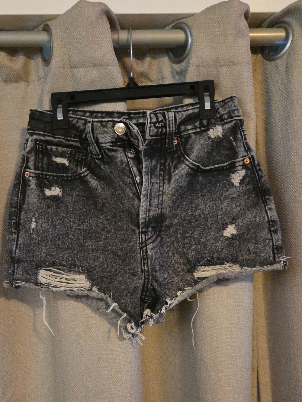 wild fable Distressed Black Acid-Wash High-Rise Jean Shorts